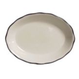 Tuxton 11.6" x 8.8" Eggshell Scalloped Edge Platter W/ Band