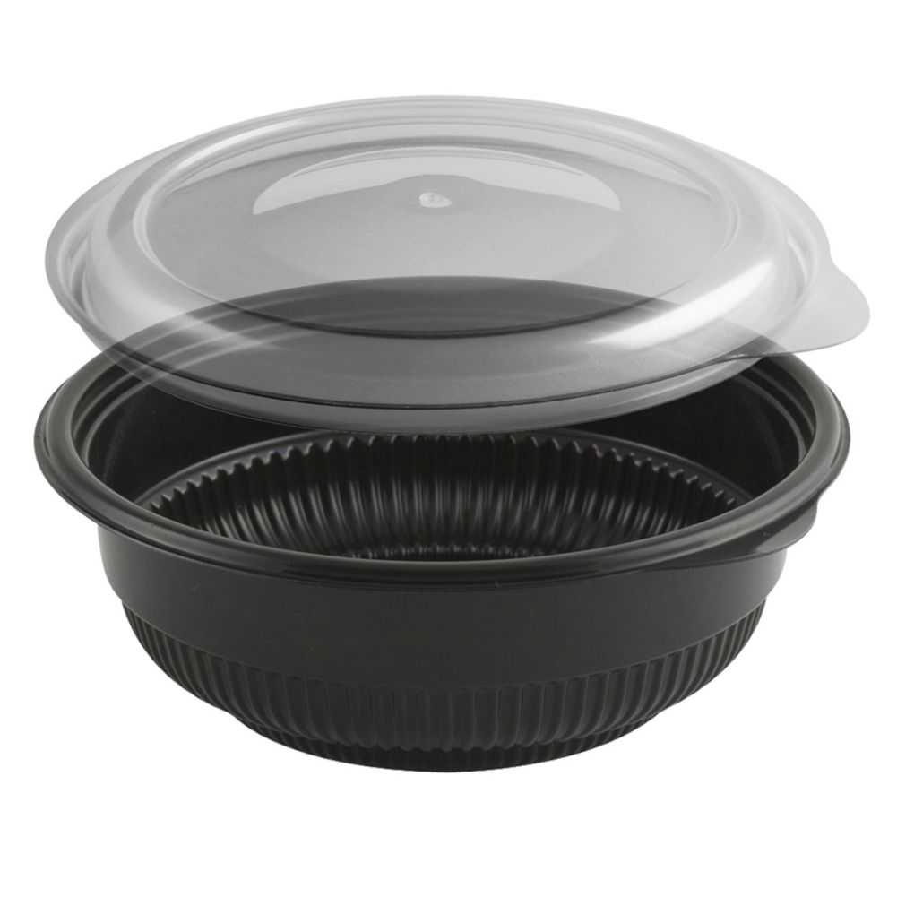 Anchor Packaging Black 12 Oz. Incredi-Bowl Combo Pack w/ Clear Lid