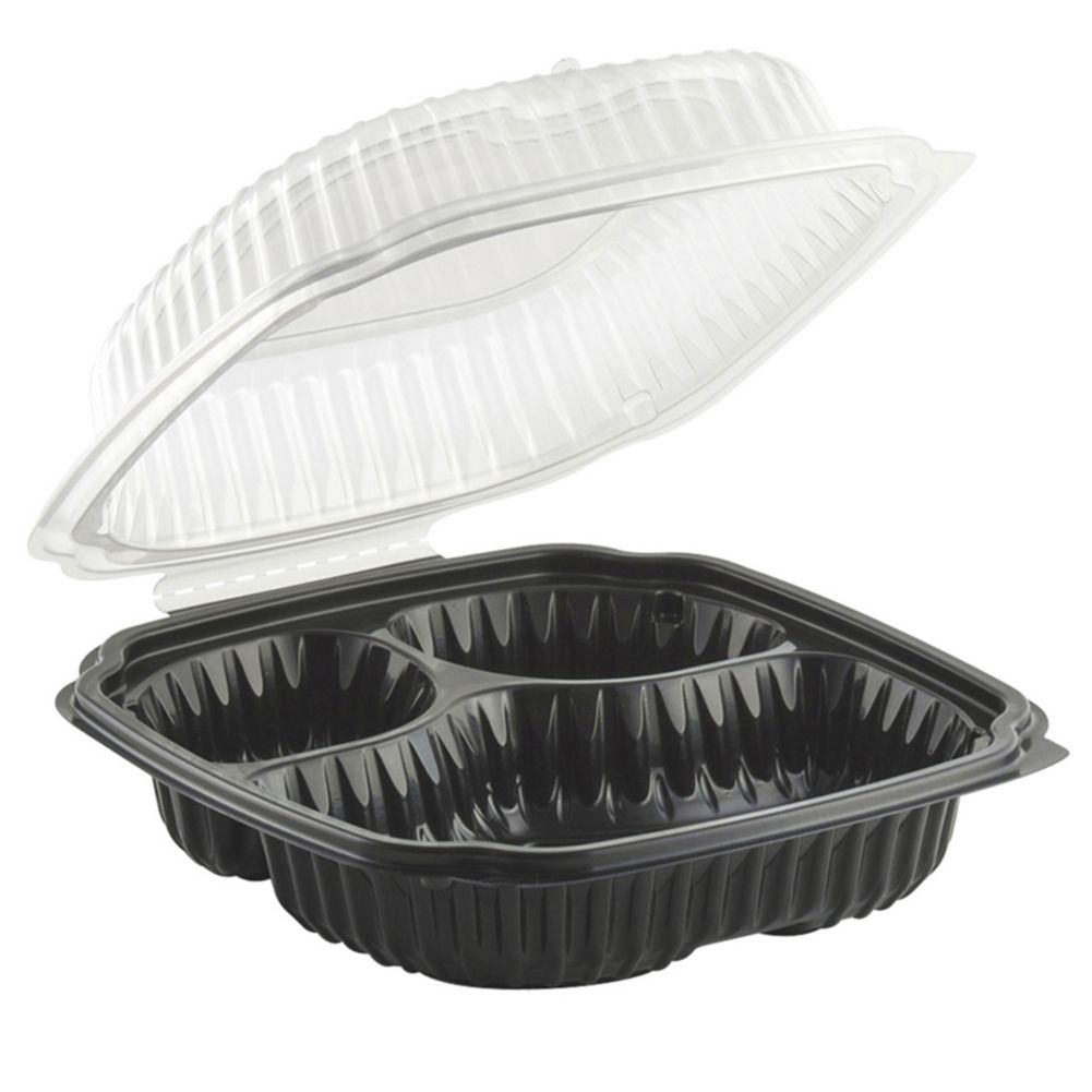 Anchor Culinary Classics Microwave Safe Hinged 3-Comp. 9" Sq. Container