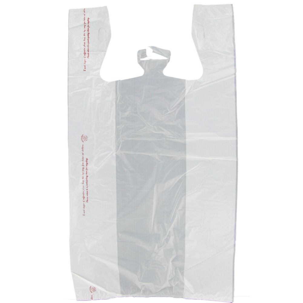 Command Pkg. White Plastic T-Shirt 12 x 7 x 22" Carry-Out  Bag