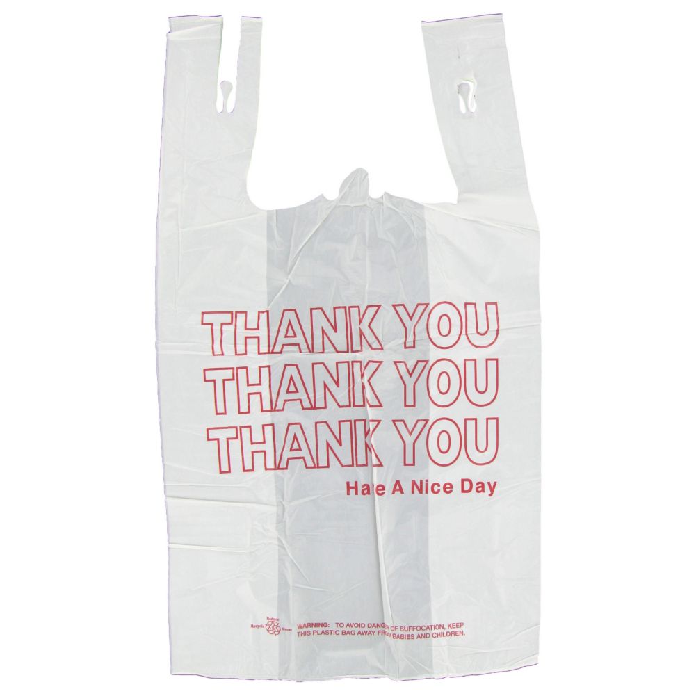 Inteplast Group White "THANK YOU" T-Shirt Bag
