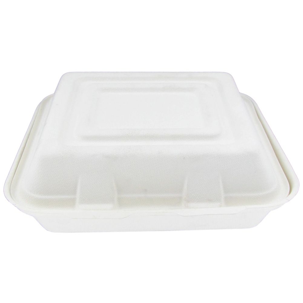 Stalk Market Compostable 3-Compartment Hinged To Go Container