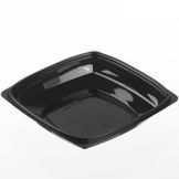 Par-Pak Black PET Plastic 24 Oz. 7" Square Bowls