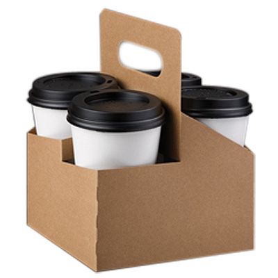 LBP Kraft Board 4-Cup Drink Carrier with Handle