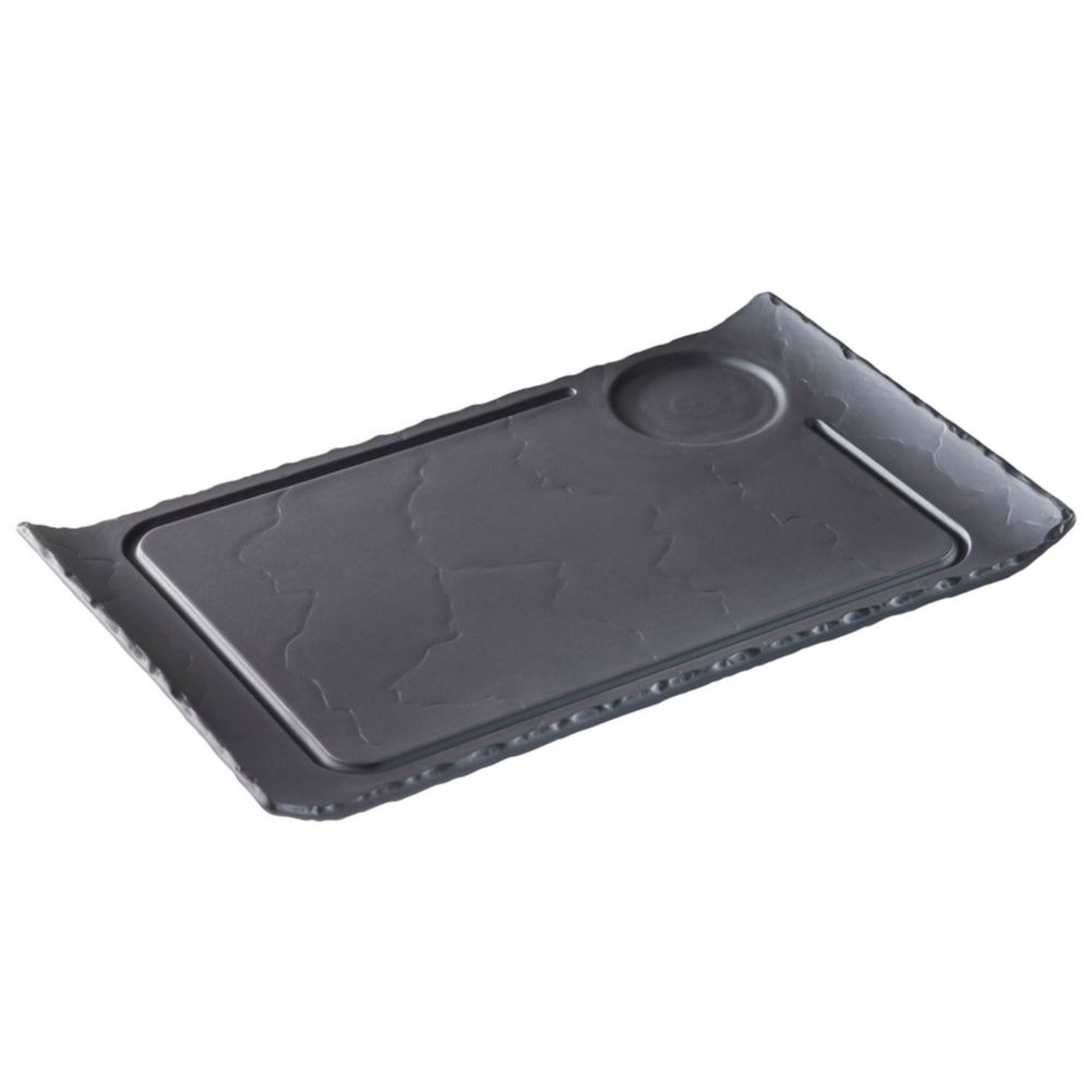 Revol&reg; USA 13" x 9-1/2" Matte Slate Style Steak Plate