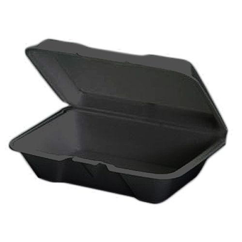 Genpak Black Hinged 9-1/5 x 6&frac12; x 3" Foam Container