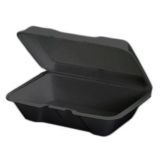 Genpak Black Hinged 9-1/5 x 6&frac12; x 3" Foam Container