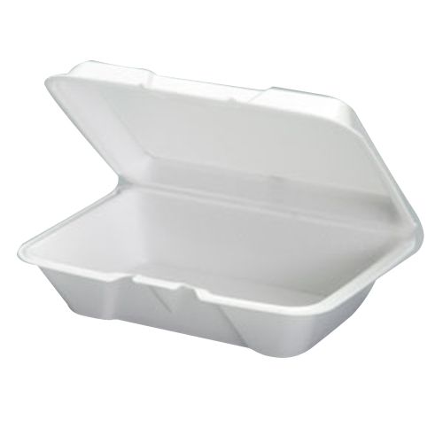 Genpak&reg; 9.19" x 6.5" White Hinged Foam Container