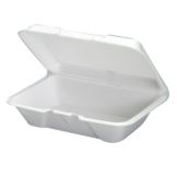 Genpak&reg; 9.19" x 6.5" White Hinged Foam Container