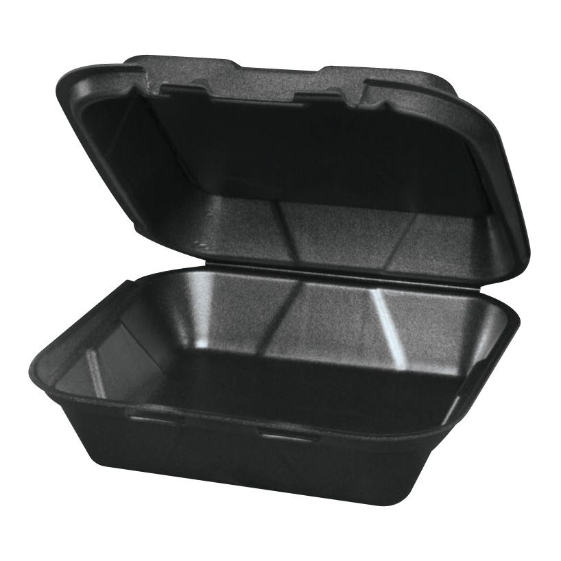 Genpak Black Hinged 9&frac14; x 9&frac14; x 3" Foam Container