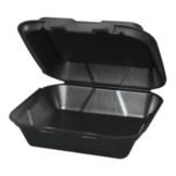 Genpak Black Hinged 9&frac14; x 9&frac14; x 3" Foam Container