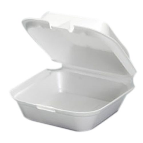 Genpak&reg; 6.4" x 6.4" Snap It Foam Hinged White Container
