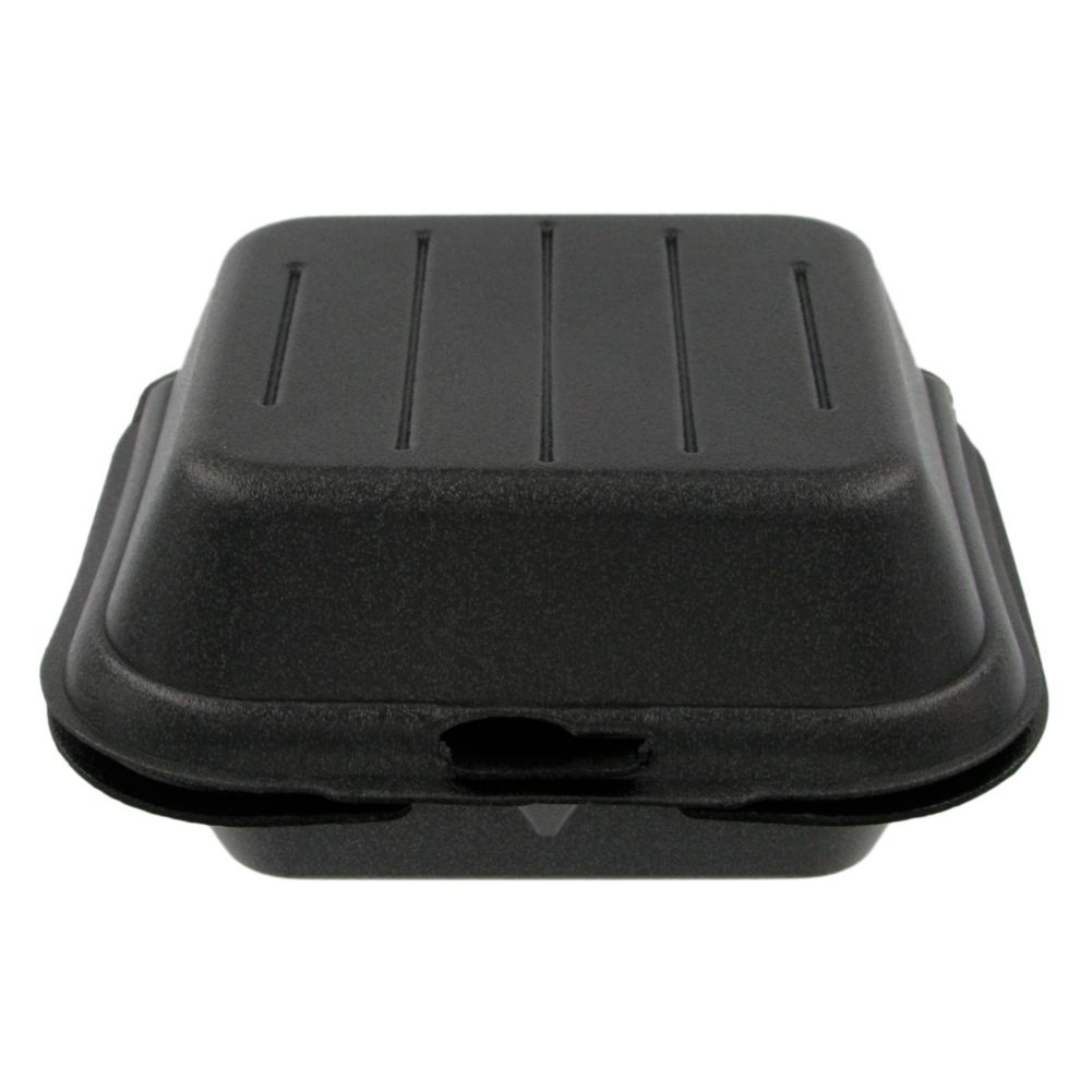 Genpak&reg; 6.4" x 6.4" Snap It Foam Hinged Black Container
