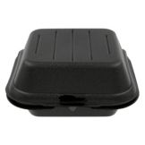 Genpak&reg; 6.4" x 6.4" Snap It Foam Hinged Black Container