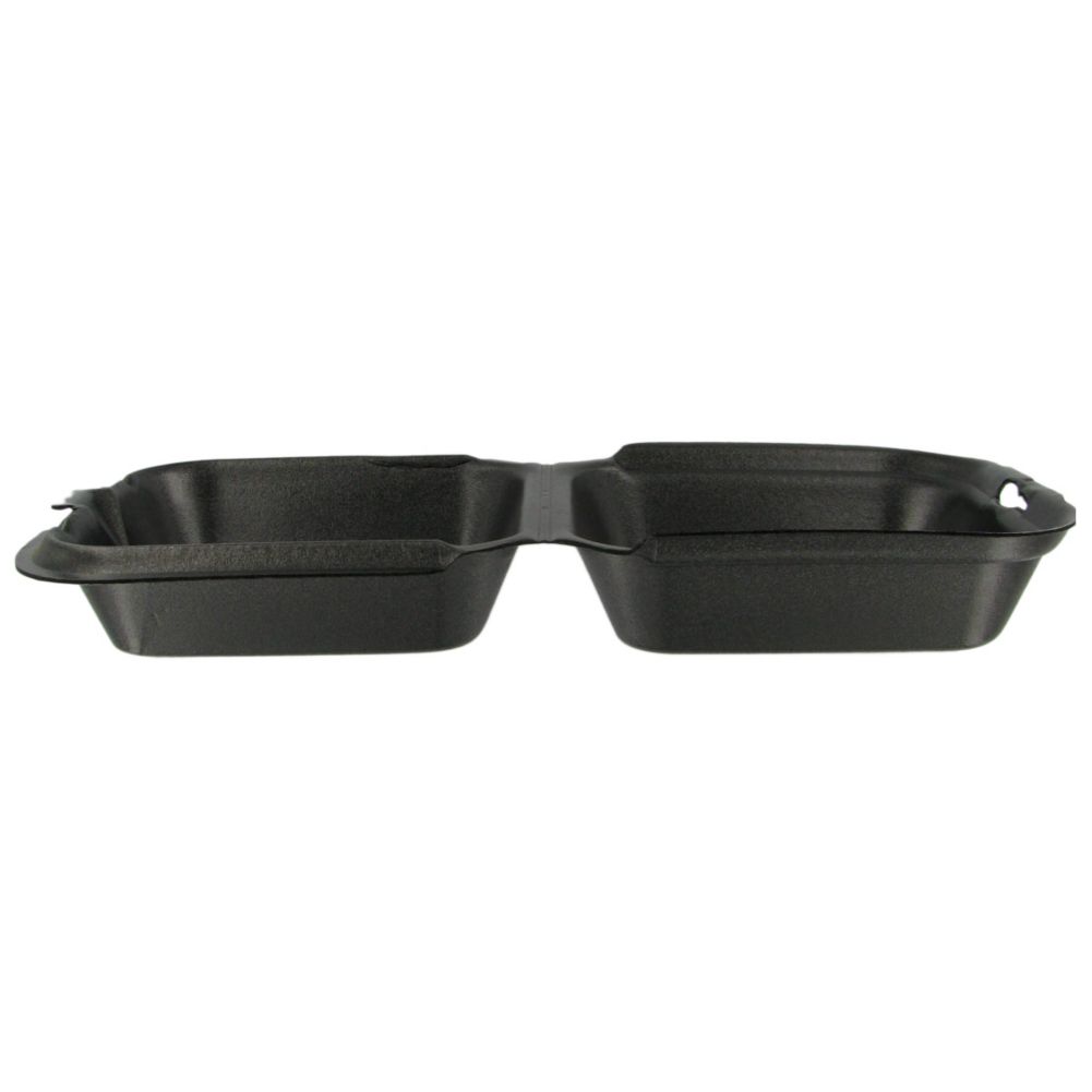 Genpak&reg; 6.4" x 6.4" Snap It Foam Hinged Black Container