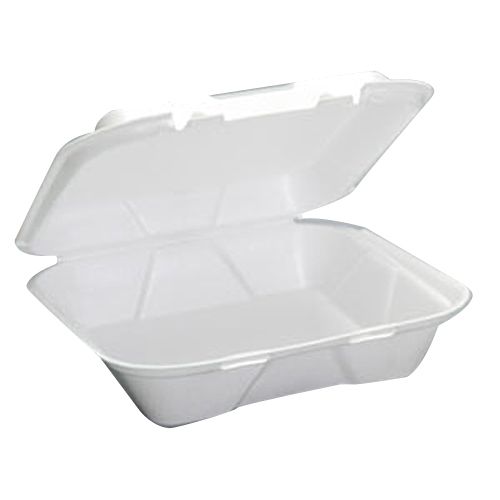 Genpak&reg; 9-1/4" Snap It Foam Hinged White Dinner Container