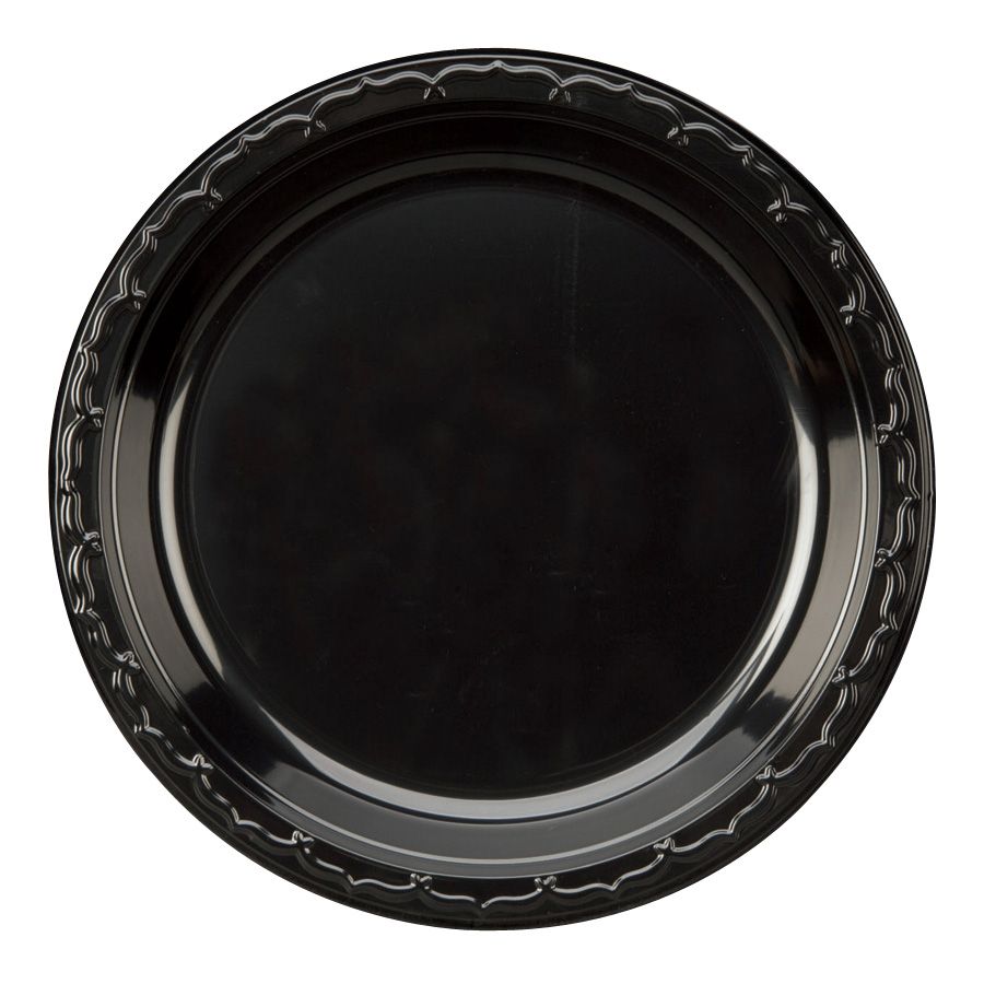 Genpak Silhouette Black Impact Plastic 6" Plate