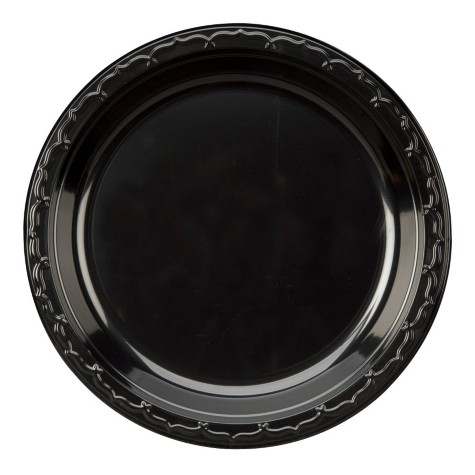 1000 CS Genpak BLK06 Silhouette 6 Black Plastic Plate 