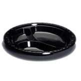 Genpak&reg; 10-1/4" 3 Compartment Black Plastic Plate