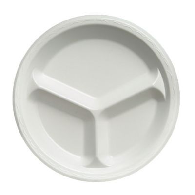 Genpak White Laminated Foam 3-Compartment 10&frac14;" Plate