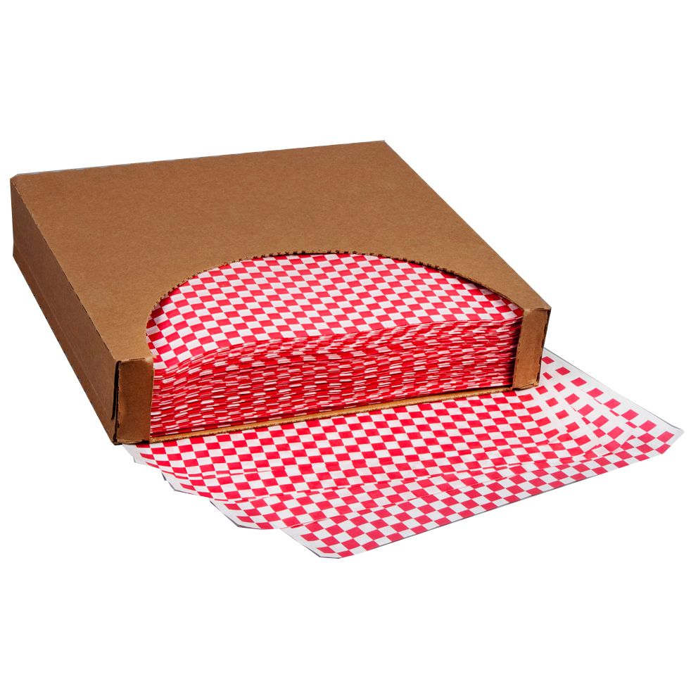 Brown Paper Kraft Red & White Check 12" Square Wax Sheet