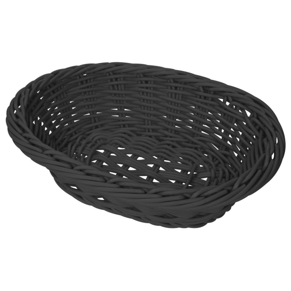 G.E.T. Black 9 x 7 x 2.5" Oval Designer PolyWeave Basket &trade;