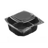 Par-Pak Black Base 5x5" Hinged Clamshell Container w/ Clear Lid