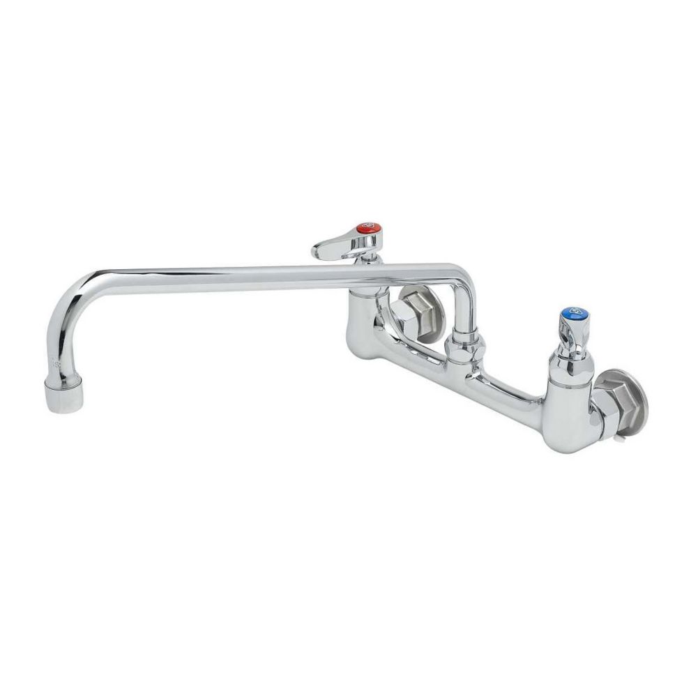 T & S Brass Wall Mount Double Pantry Faucet With 14" Nozzle