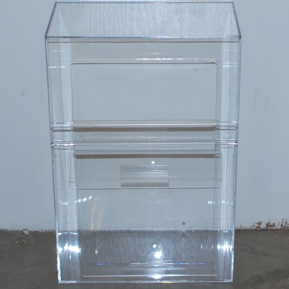 Acrylic Design Hinged Lid Display Bin w/ 2 Z-Bar Handles