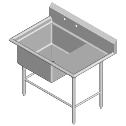 Amtekco S/S 1-Compartment Sink w/ 18" Right Drain Board
