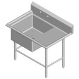 Amtekco S/S 1-Compartment Sink w/ 18" Right Drain Board