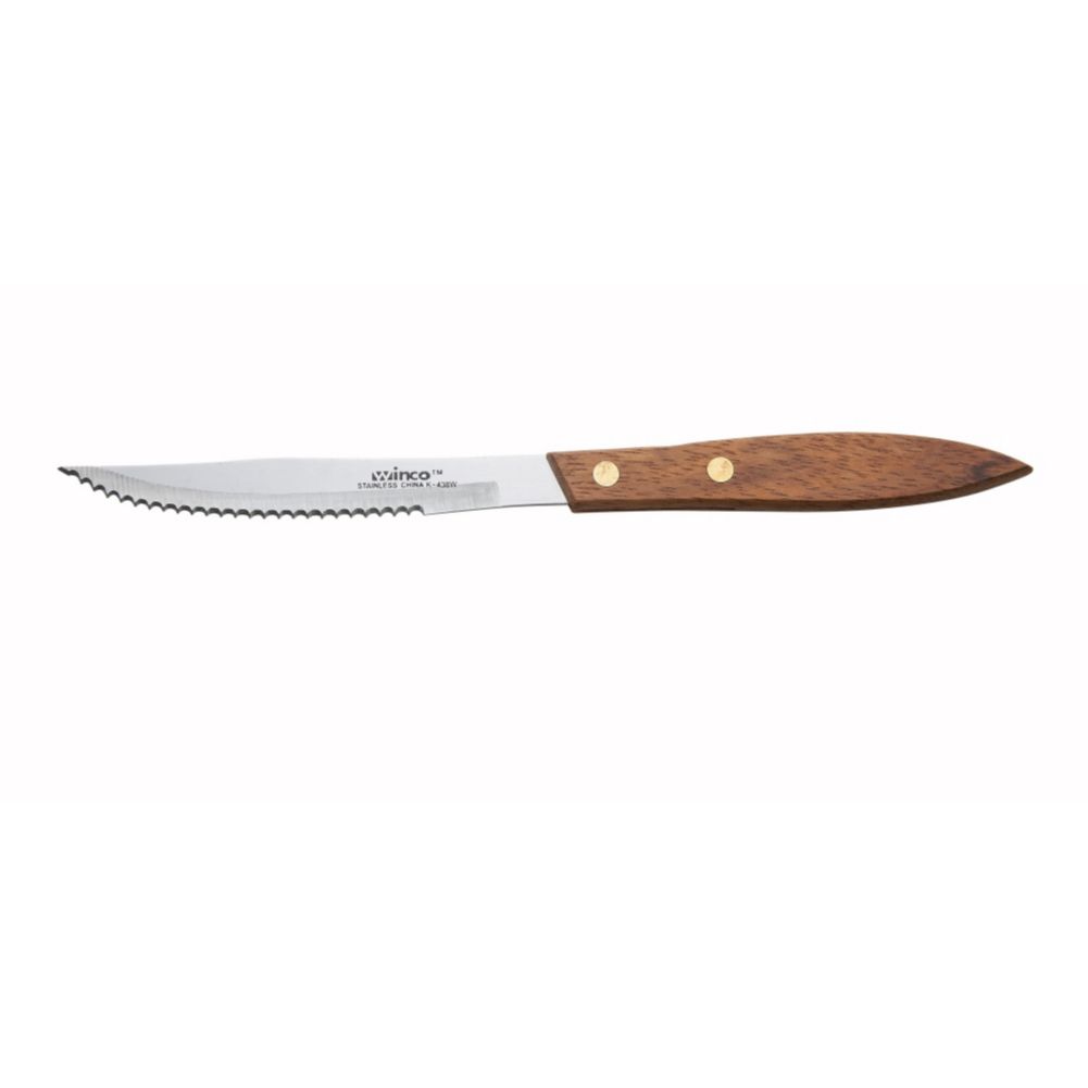 Winco Wood Handle Steak Knife w/ 4-3/8" Blade