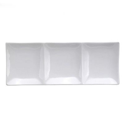 Oneida&reg; 12" x 4-3/4" Porcelain White 3 Compartment Dish