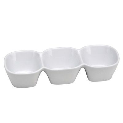 Oneida&reg; 9-1/2" x 3-3/8" Porcelain White Triple Bowl