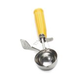 Tablecraft S/S 2 Oz Size 8 Thumb Press Disher with Yellow Handle