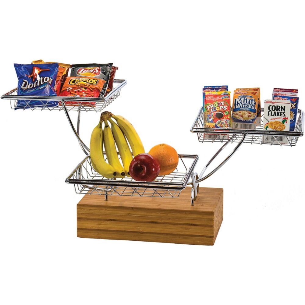 Buffet Euro Bamboo Wave Block w/ Large Square Metal Stands