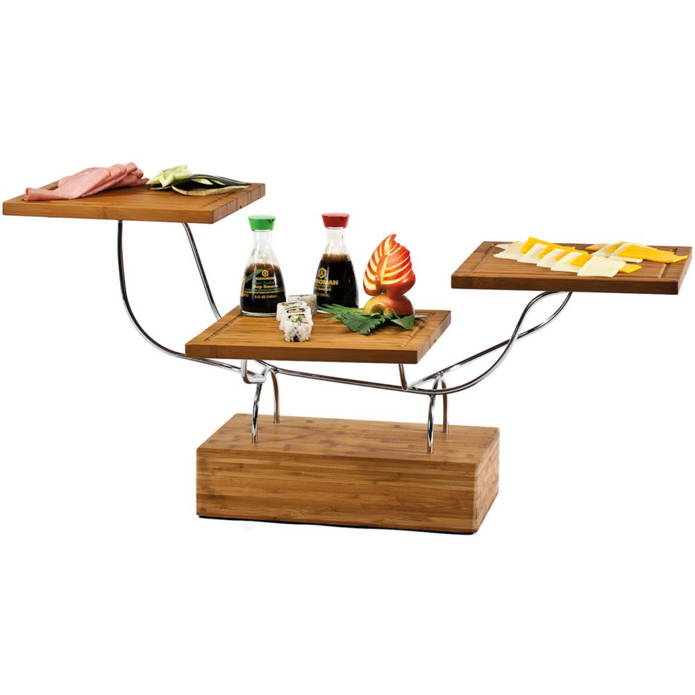 Buffet Euro Bamboo Wave Block w/ Small Square Metal Stand