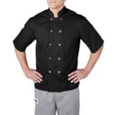 Chefwear&reg; 2XL Black Three-Star Chef Jacket with Plastic Buttons