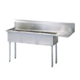 Turbo Air 3-Compartment Sink w/ Right Hand Drain Boards