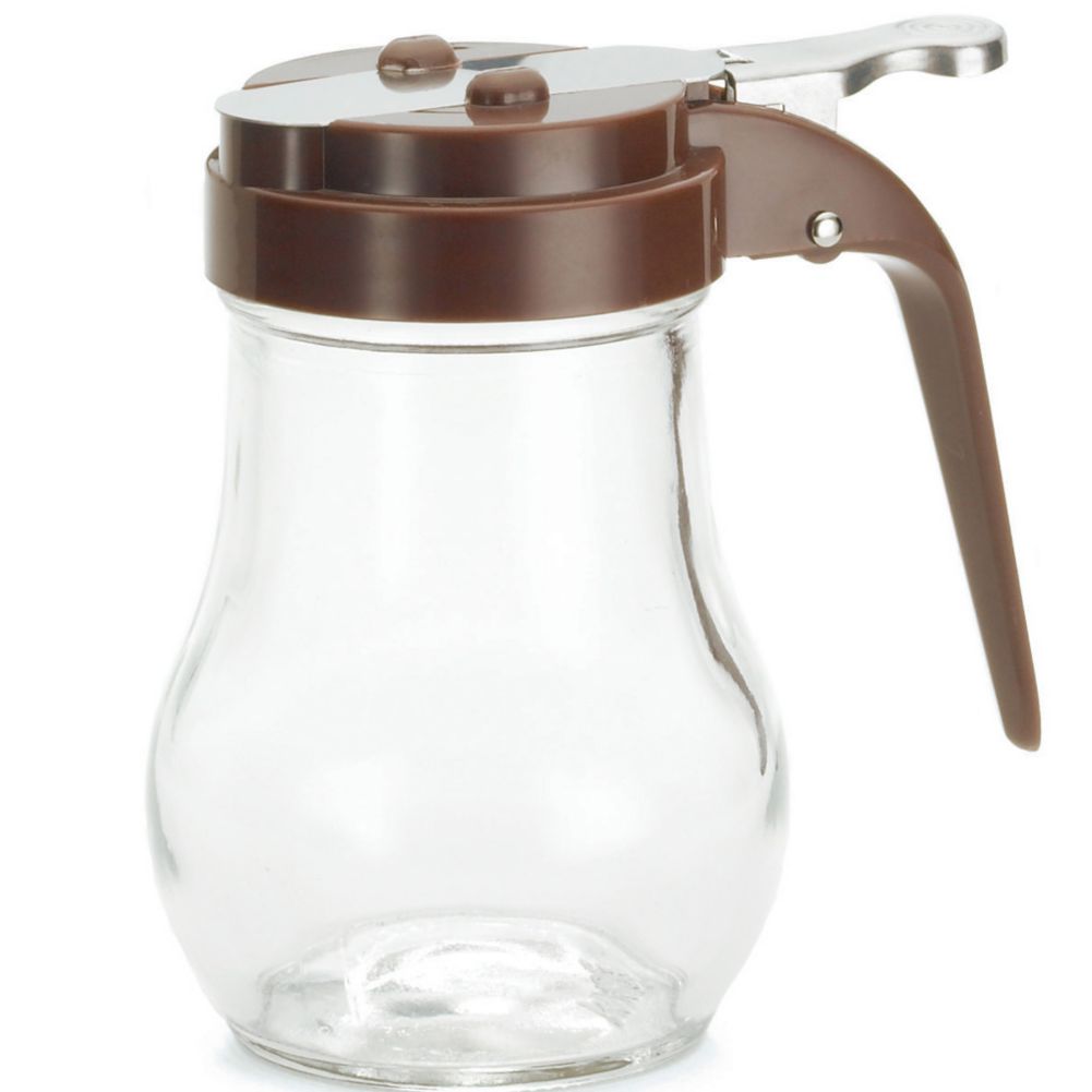 Tablecraft Glass Teardrop 6 Oz Dispenser with Brown ABS Top