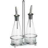 Tablecraft 6 Oz Oil & Vinegar Cruet Set w/ Chrome Plated Rack