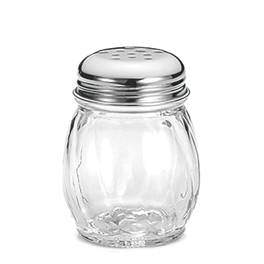 Tablecraft Swirl Glass 6 Oz Cheese Shaker with Perforated S/S Lid