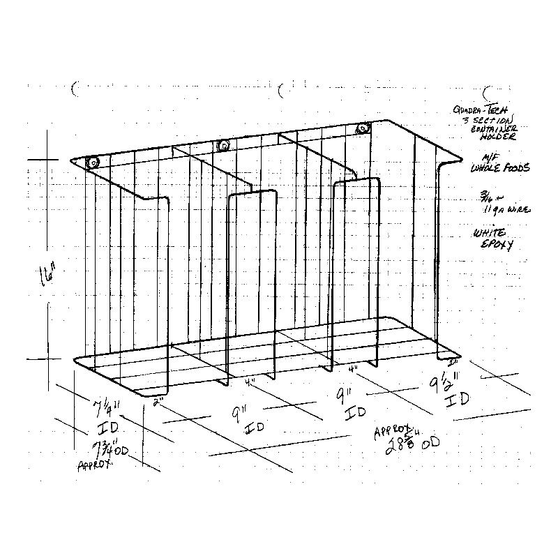 Quadra-Tech White 7&frac34; x 28-5/8 x 16" 3-Compartment Holder