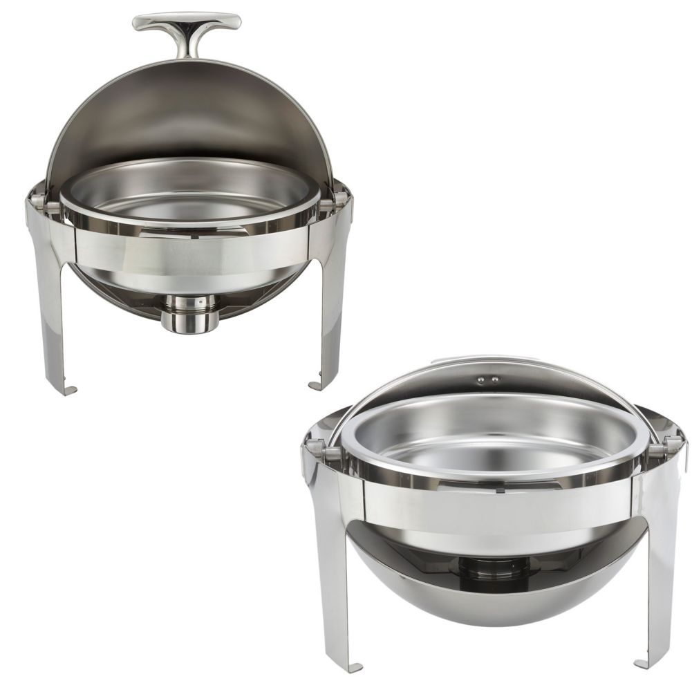 Winco Madison S/S 7 Qt Round Roll Top Chafer