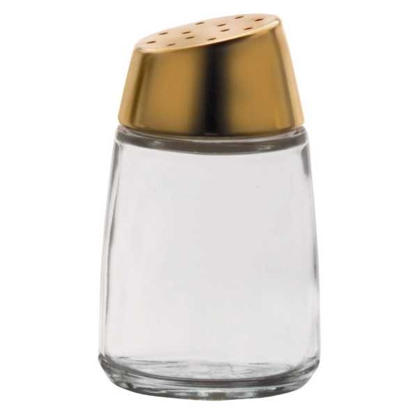 Traex 802G-12 Dripcut Glass Salt / Pepper Shaker w/ Gold Lid