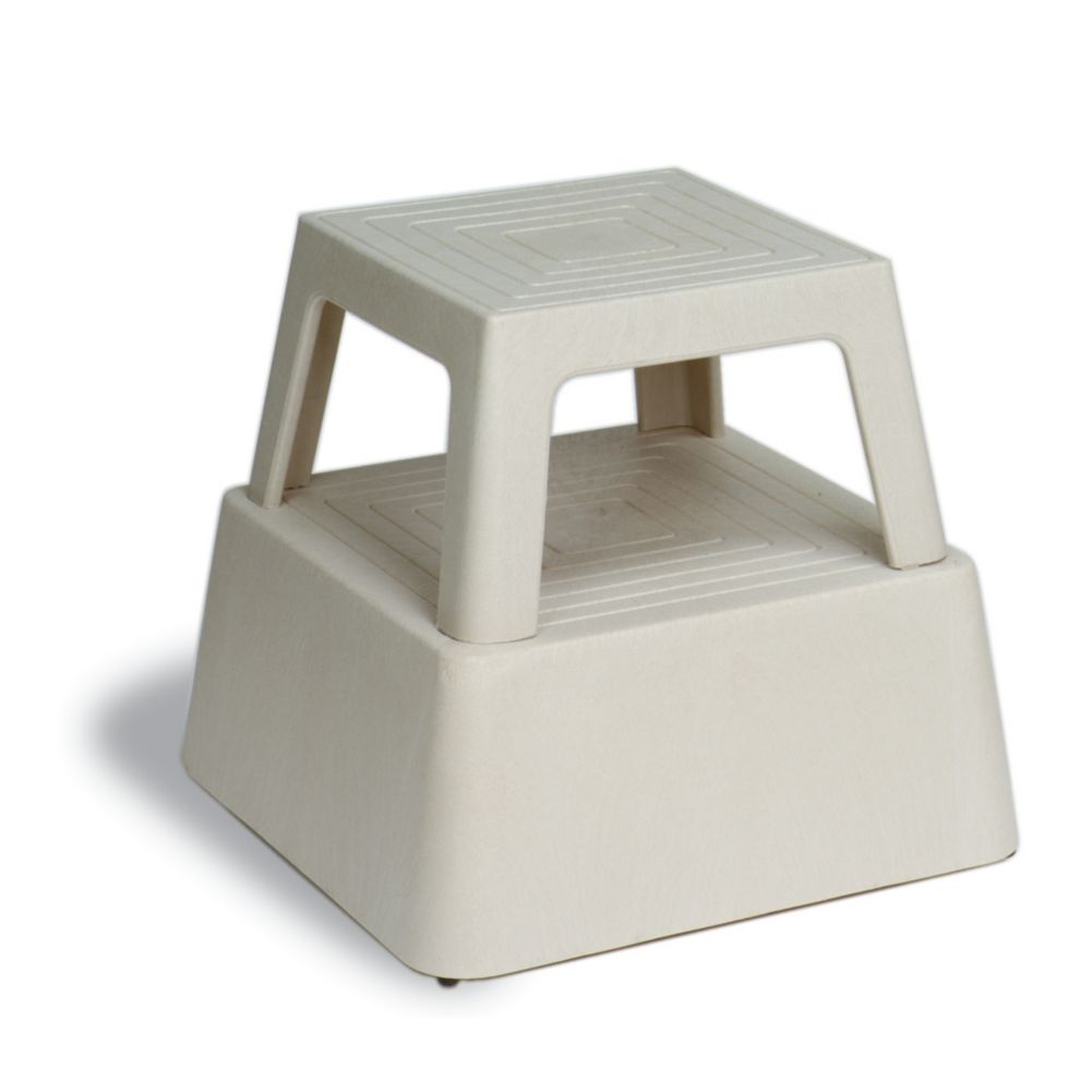 Continental Mfg. Tan 14 x 13" Plastic Step Stool w/ Casters