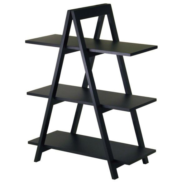 Winsome Wood Black 3-Tier 30 x 15 x 38" A-Frame Shelf