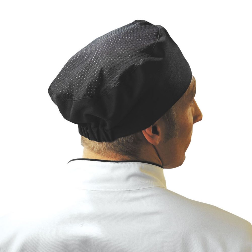 Uncommon Threads Black Cotton Twill Elastic Back Mesh Beanie Cap