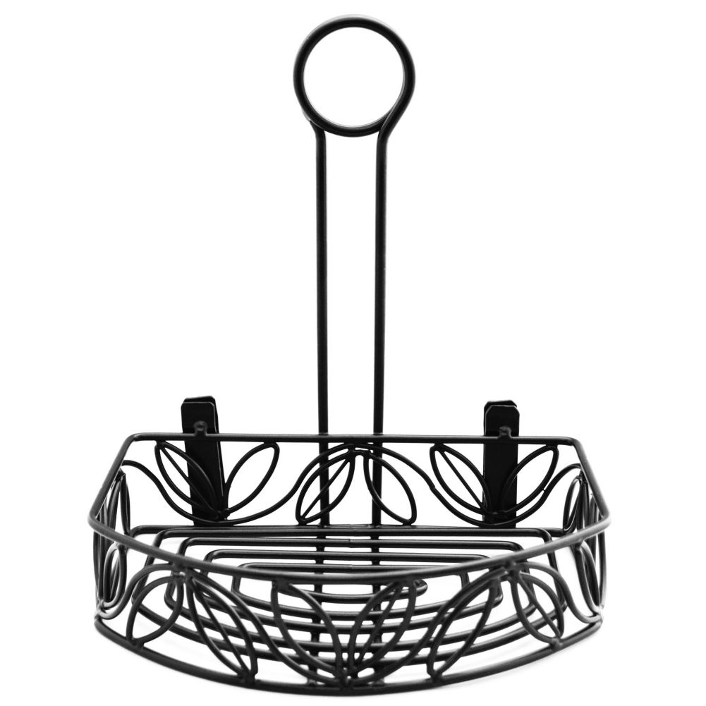 American Metalcraft Black Wrought Iron Semi-Round Condiment Caddy