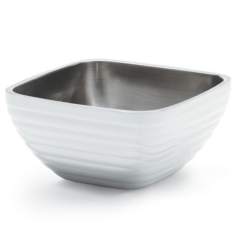 Vollrath Pearl White S/S Square Beehive Style 1.8 Qt Double Wall Bowl